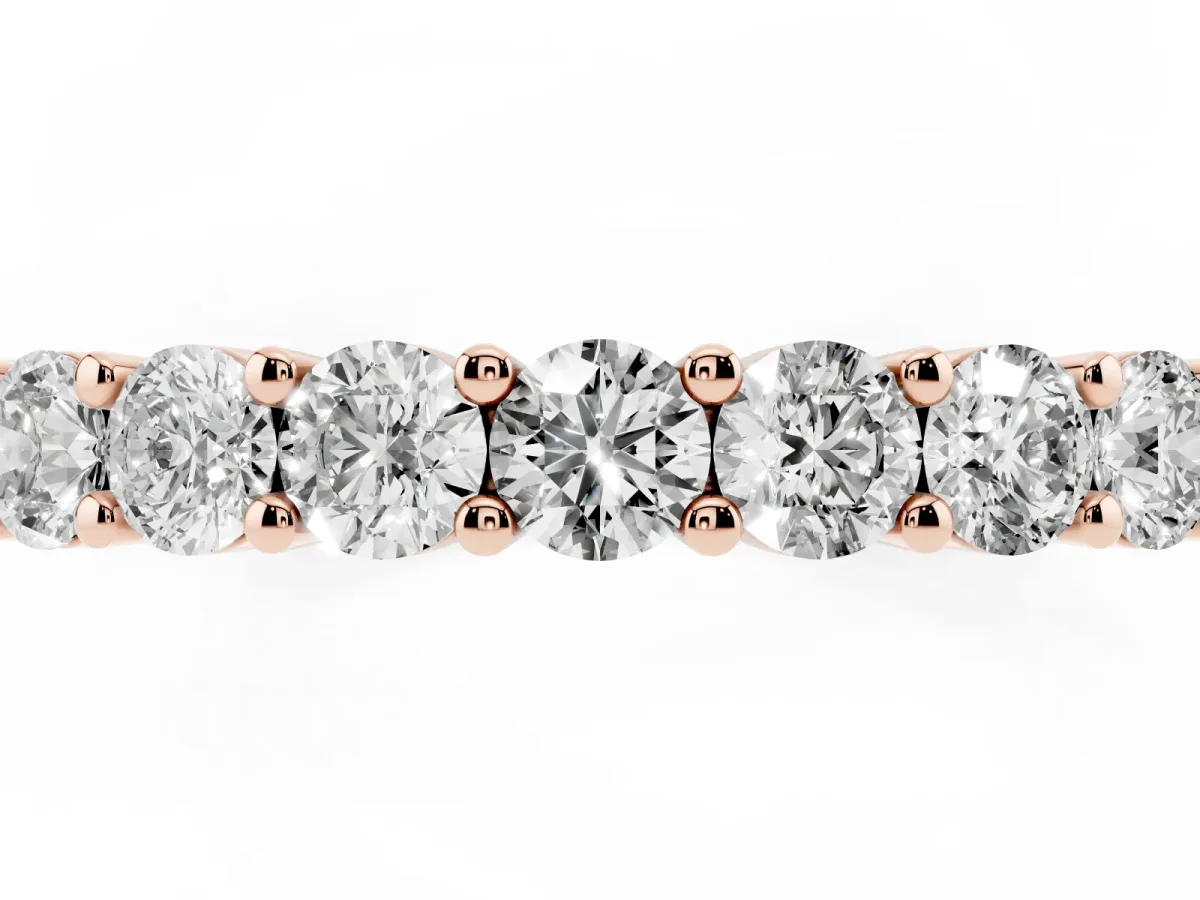 Alternating Round Diamond Promise Ring with Round Diamond Accents Rose gold