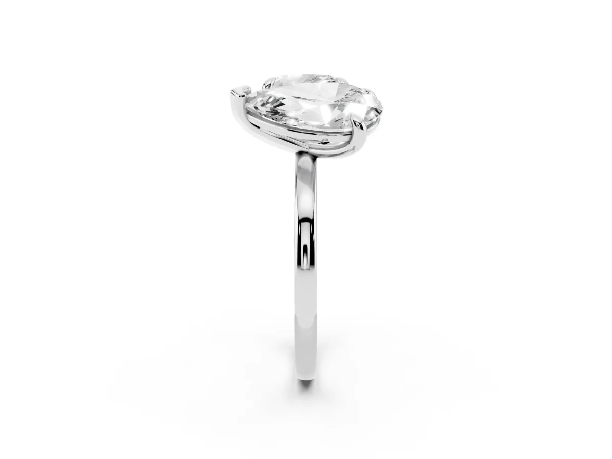 Pear and Cushion Toi Moi Ring with Prong Setting and Plain Band Silver
