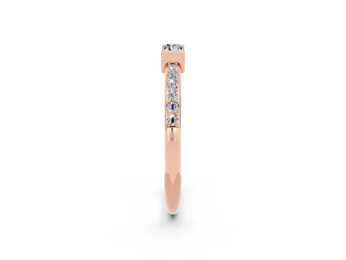 Baguette Moissanite Pavé Band with Bar Setting Rose gold
