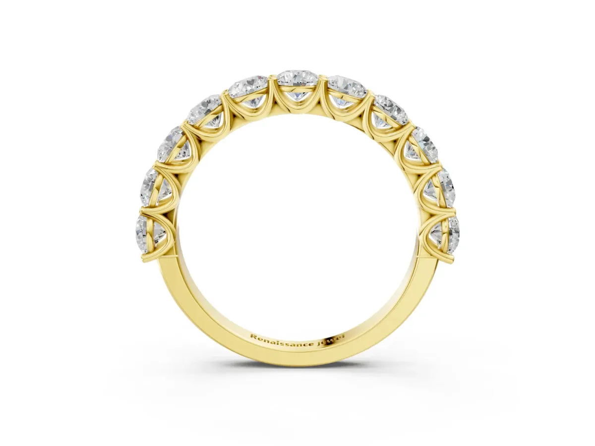 Round Diamond Shared Prong Eternity Band Yellow gold