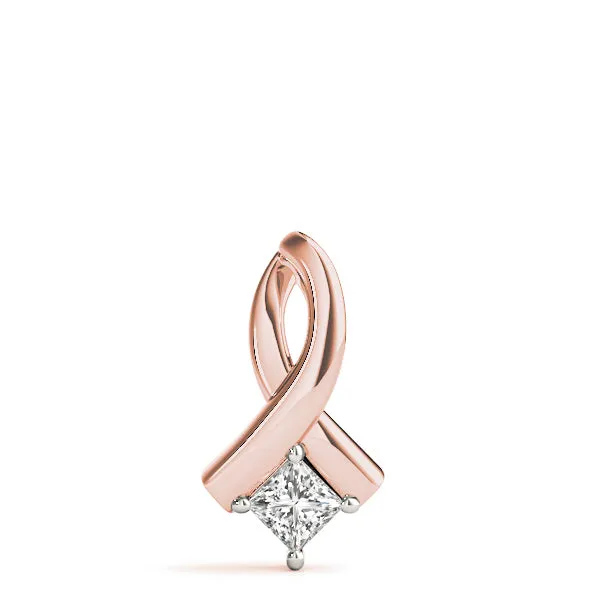 Princess Cut Solitaire Pendant with Twist Prong Setting Rose gold