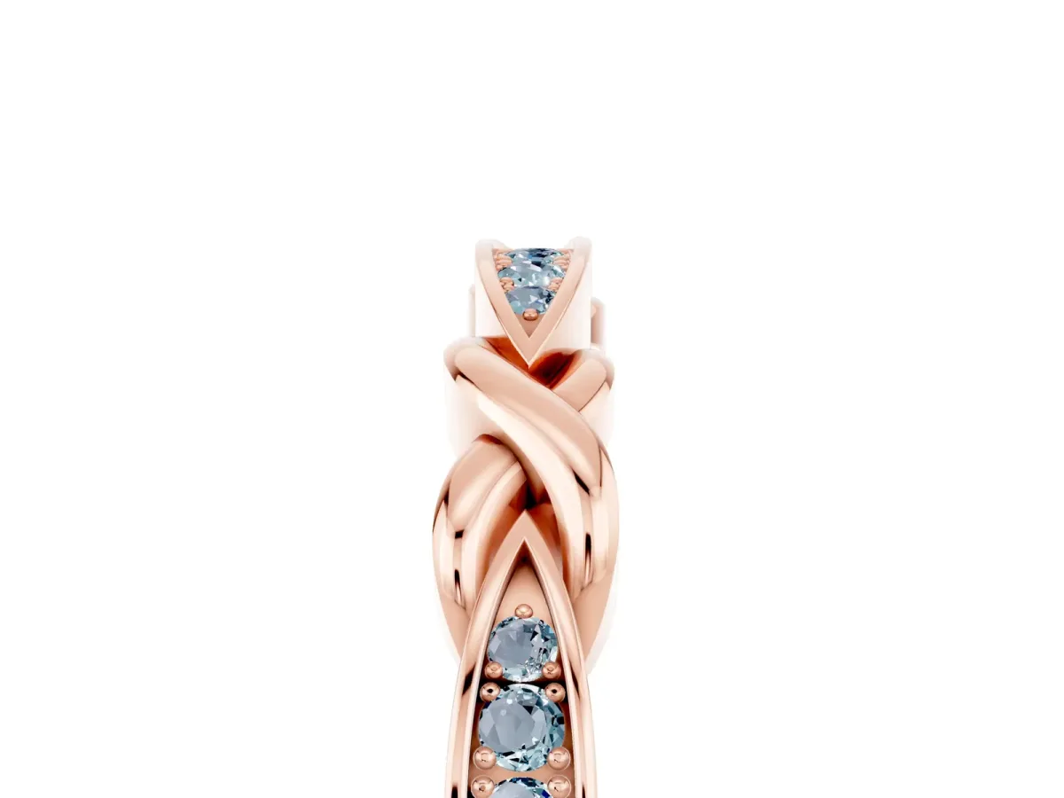 Twisted Marquise Aquamarine Pavé Band with Shared Prong Setting Rose gold