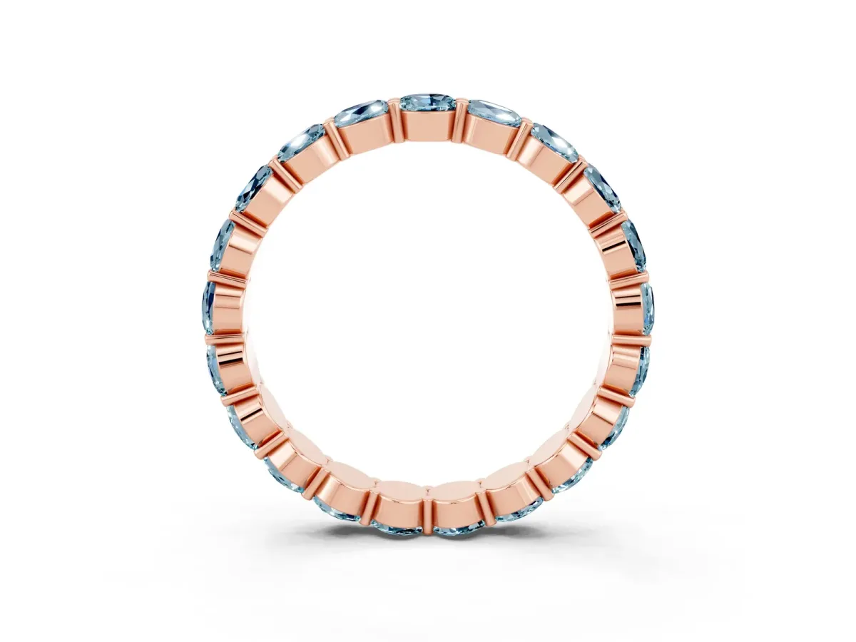 Round Aquamarine Eternity Band with U-Prong Setting Rose gold
