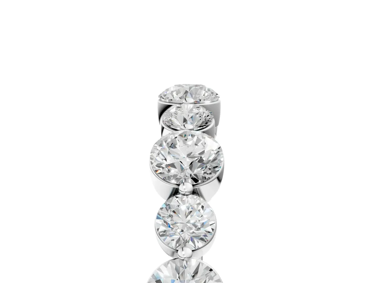 Round Diamond Scalloped Prong Set Eternity Band Platinum