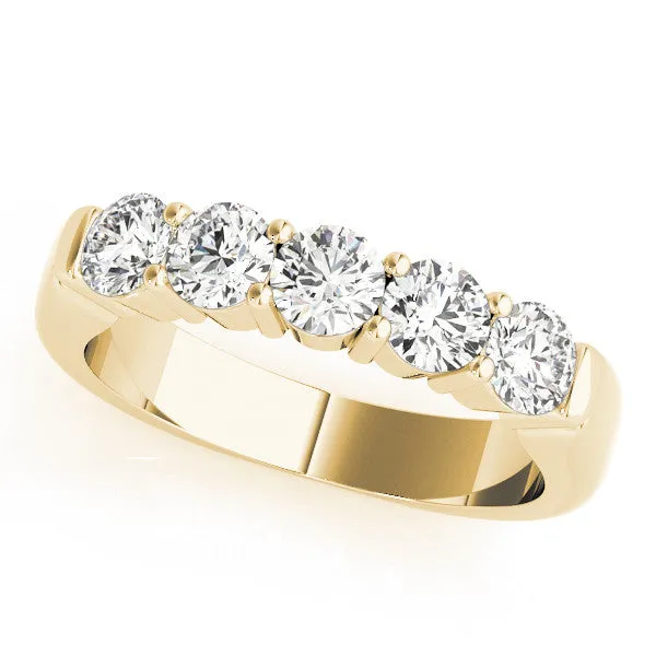 Five-Stone Round Diamond Channel Band with Prong Setting Yellow gold