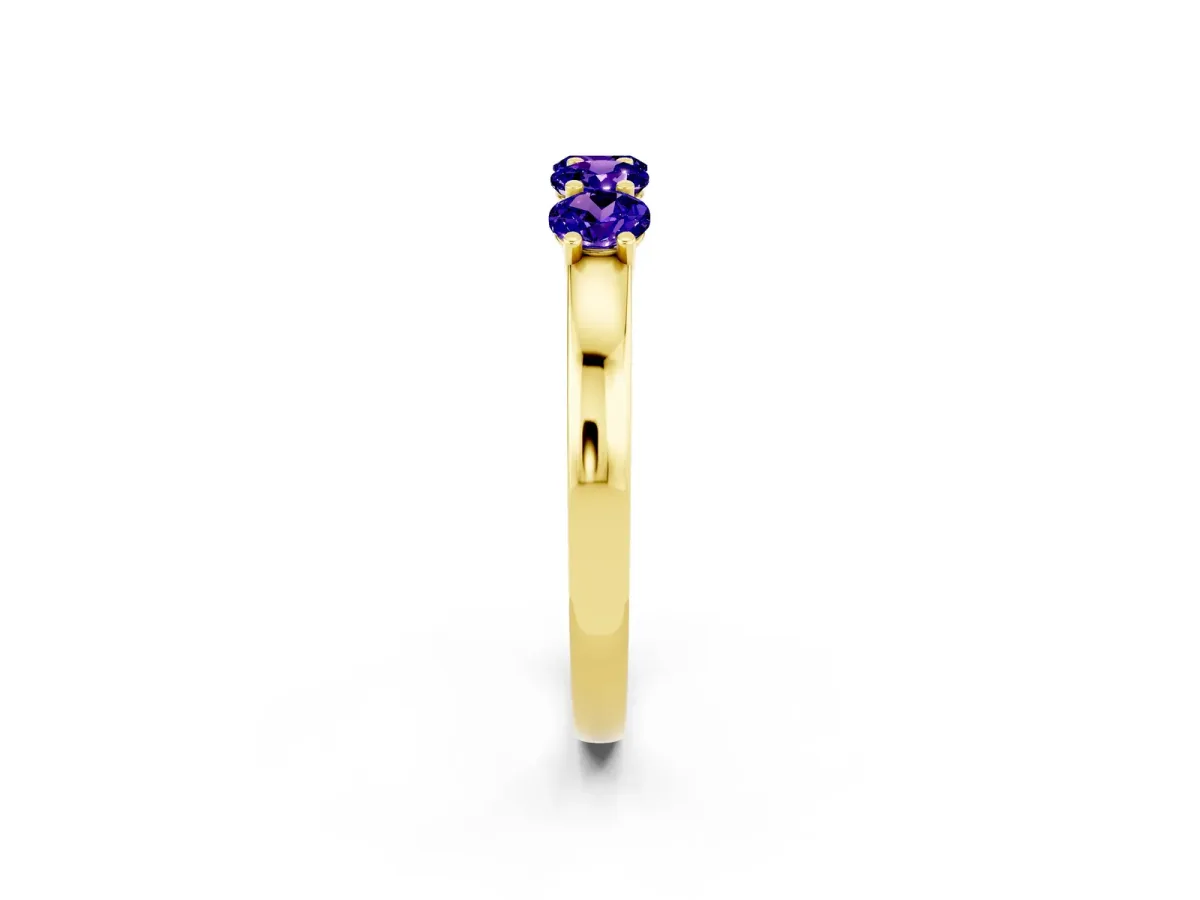 Four-Stone Round Tanzanite Prong-Set Band Yellow gold