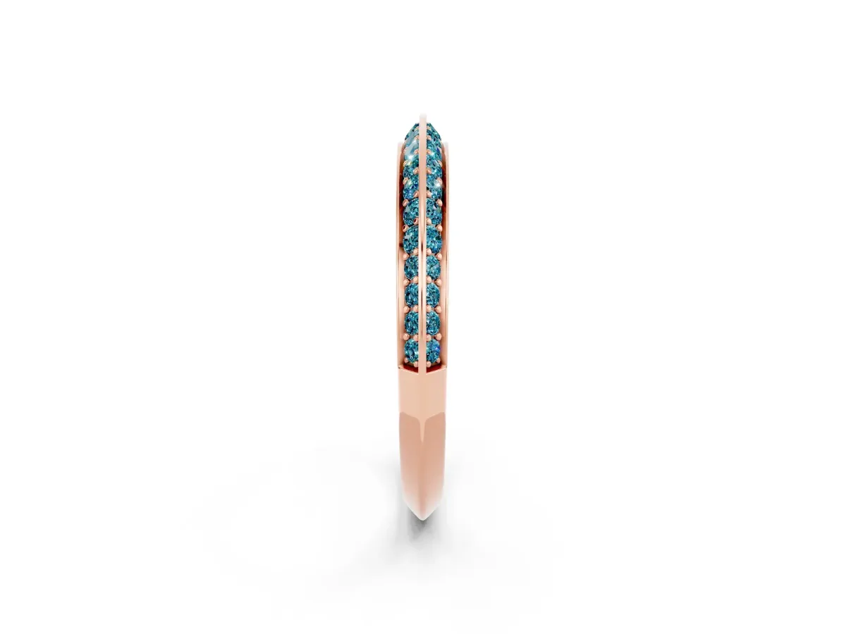Double Row Pavé Round Blue Topaz Eternity Band with Channel Setting Rose gold