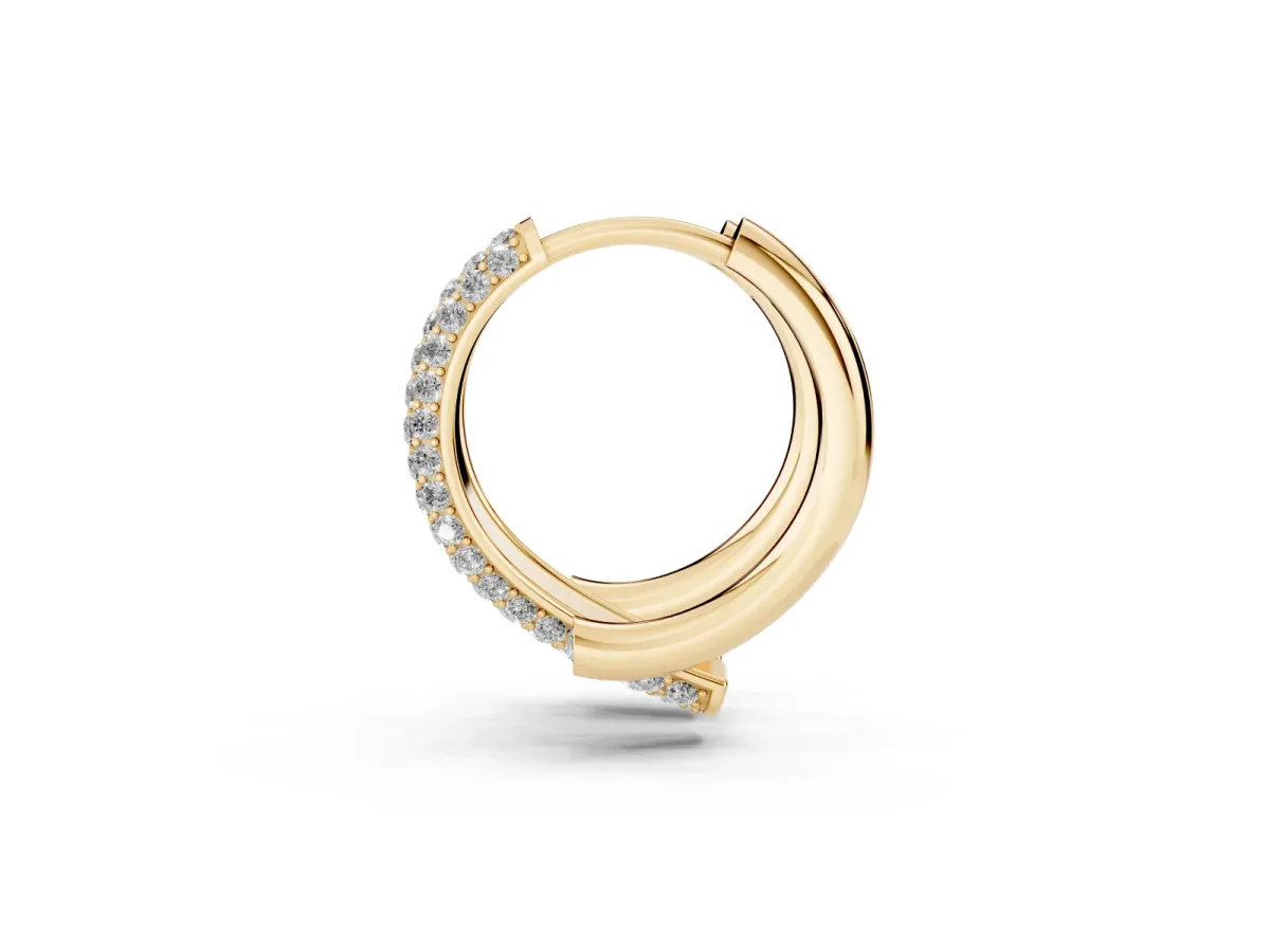 Round Diamond Vega Bypass Hoop Earrings Yellow gold