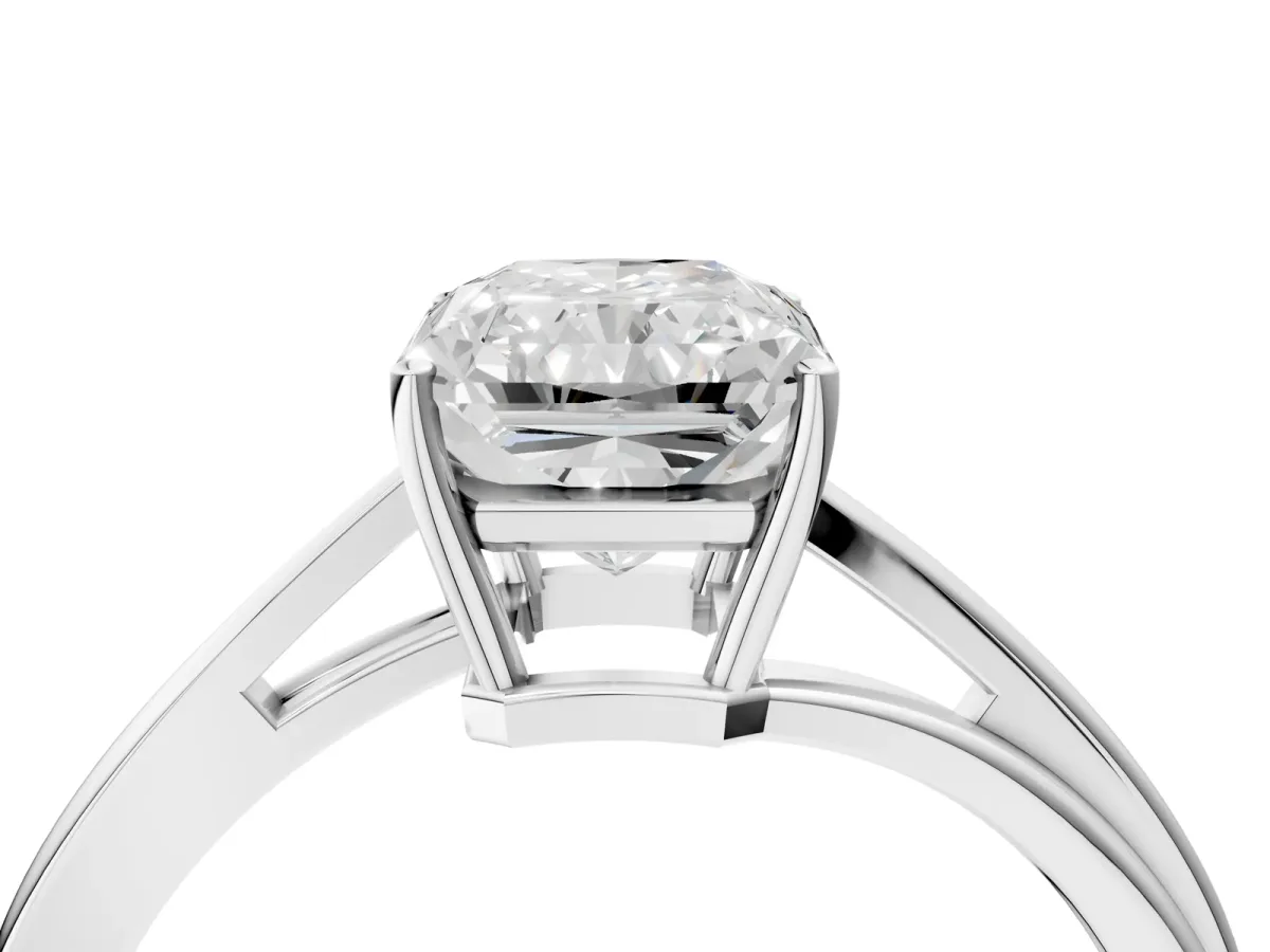 Radiant Cut Cut Solitaire Twist Band Ring with Four-Prong Setting Platinum