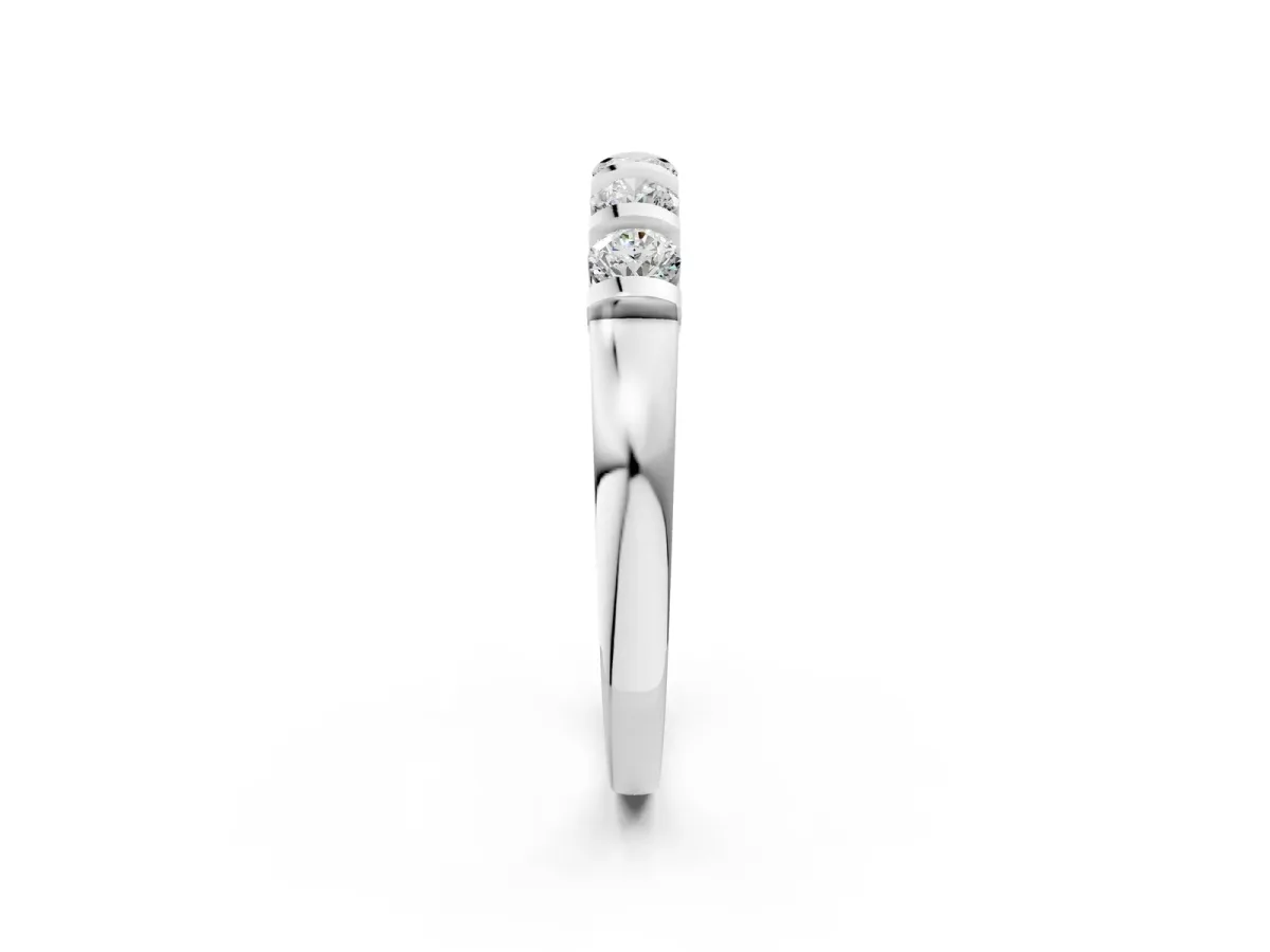 Five-Stone Round Diamond Half-Eternity Bar-Set Ring Platinum