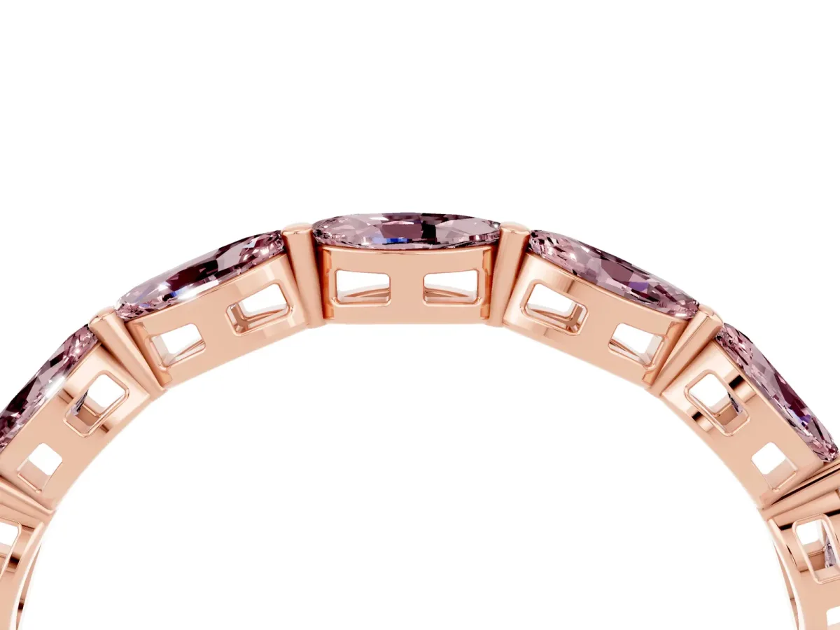 Marquise Morganite Eternity Band with U-Prong Setting Rose gold