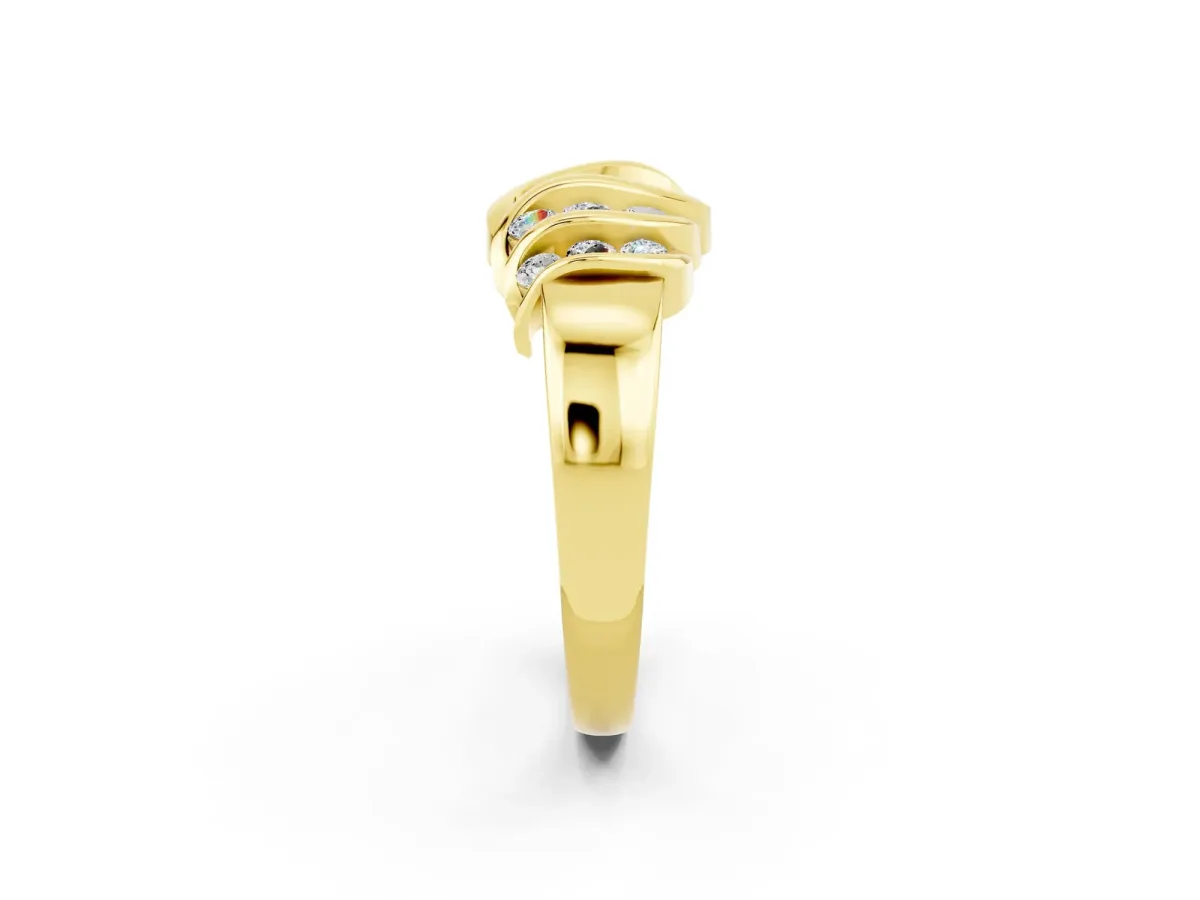 Round Moissanite Multi-Row Crossover Band Yellow gold