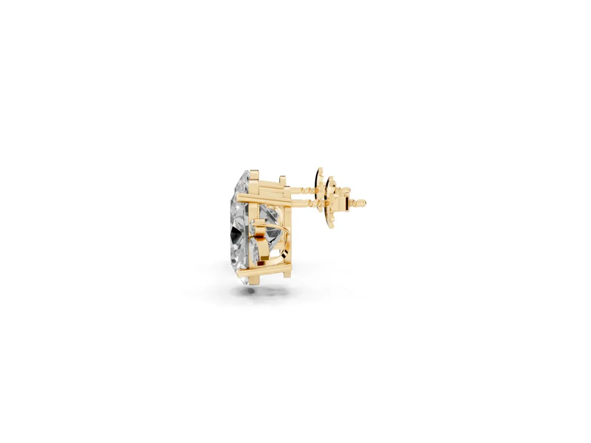 Oval Cut Diamond Nature-Inspired Stud Earrings with Marquise and Round Accents Yellow gold