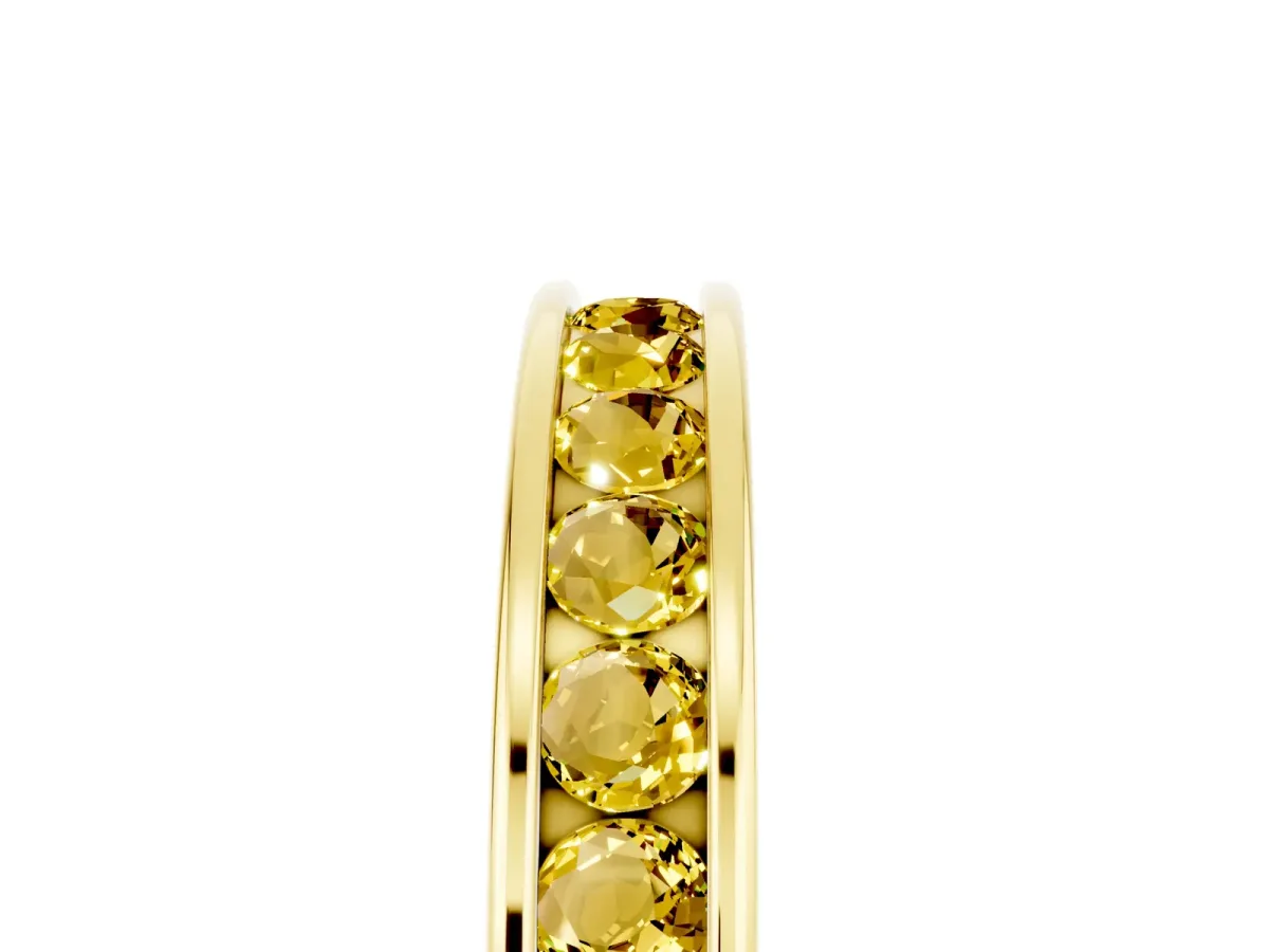 Channel Set Round Yellow Sapphire Eternity Band Yellow gold