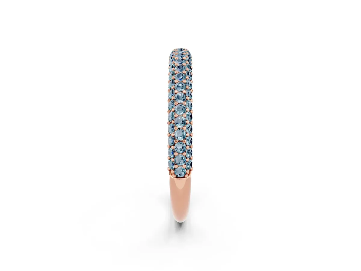 Round Aquamarine Pavé Eternity Band with Shared Prong Setting Rose gold