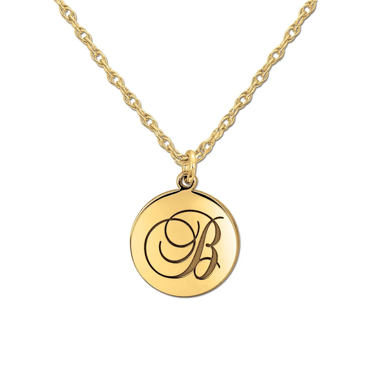 Gold and Silver Monogram Disc Pendant White gold