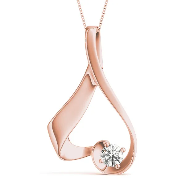 Round Solitaire Bezel Prong Pendant Rose gold