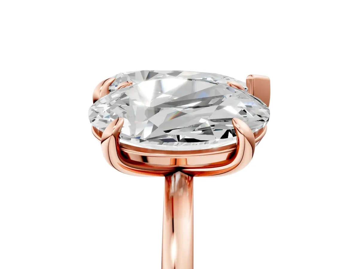 Oval and Pear Toi Moi Ring with Prong Setting and Plain Band Rose gold