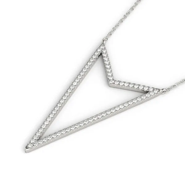 Pavé Set Round Diamond V-Shape Pendant White gold