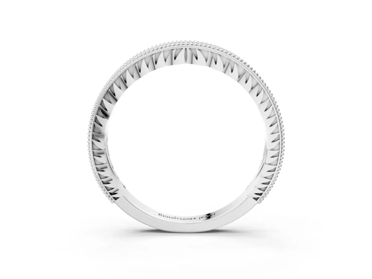 Round Cut Diamond Milgrain Pavé Eternity Band White gold