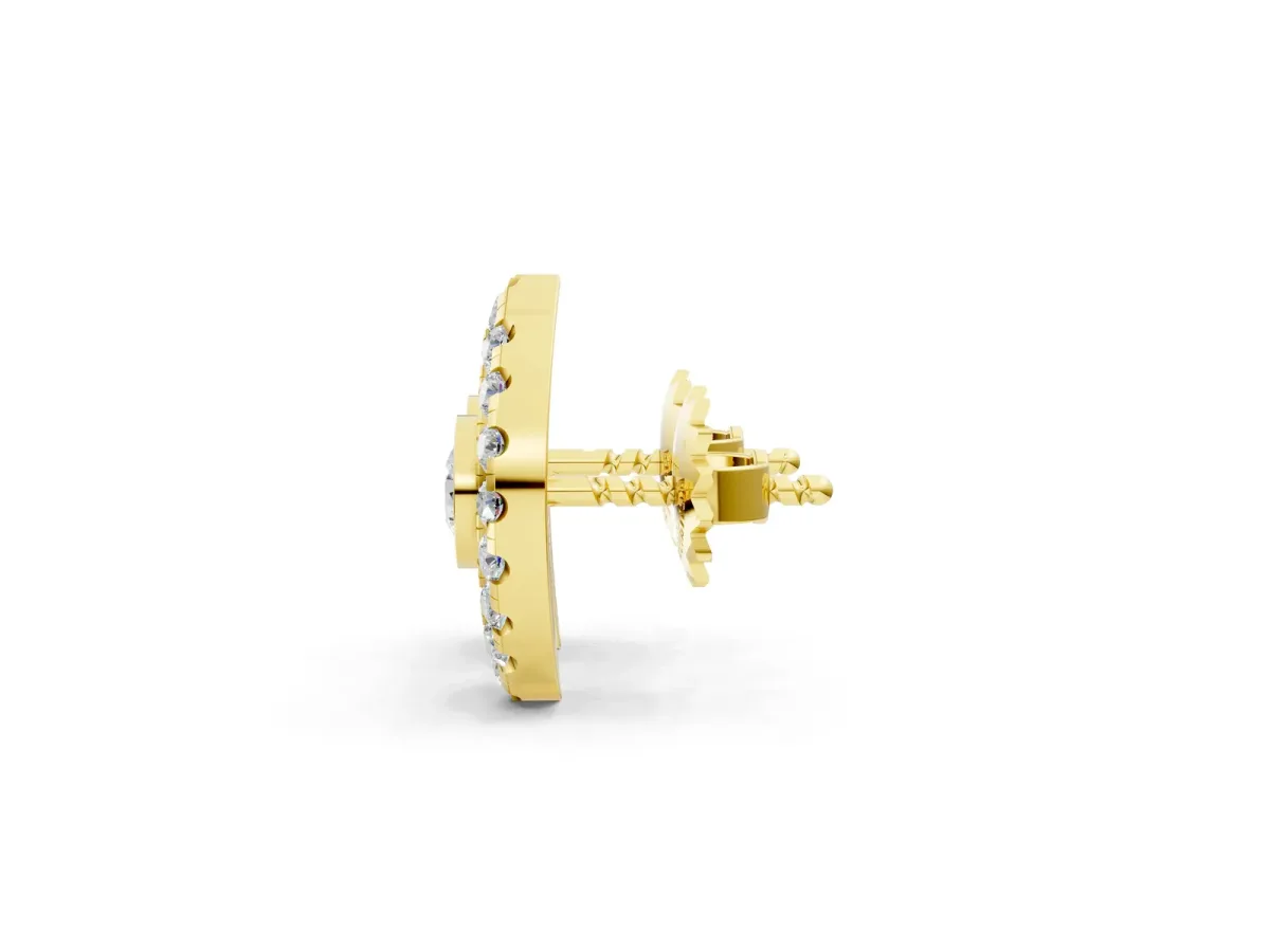 Round Diamond Evil Eye Stud Earrings Yellow gold