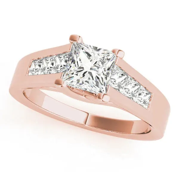 Emerald Cut Cut Channel Set Solitaire Ring with Four-Prong Setting Rose gold