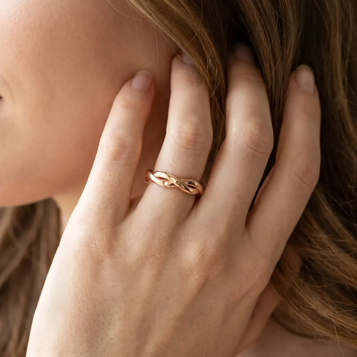 Infinity Twisted Plain Band Rose gold