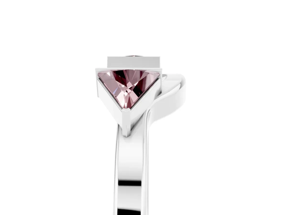 Trillion Morganite Open Band Ring with Bezel Setting Silver