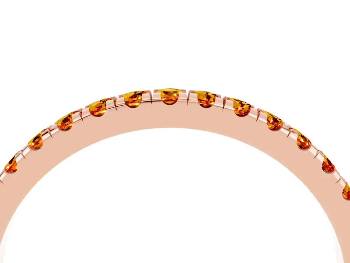 Pavé Round Citrine Half Eternity Band with Shared Prong Setting Rose gold