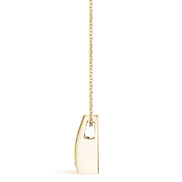 Round Bezel Solitaire Pendant with V-Prong Setting Yellow gold