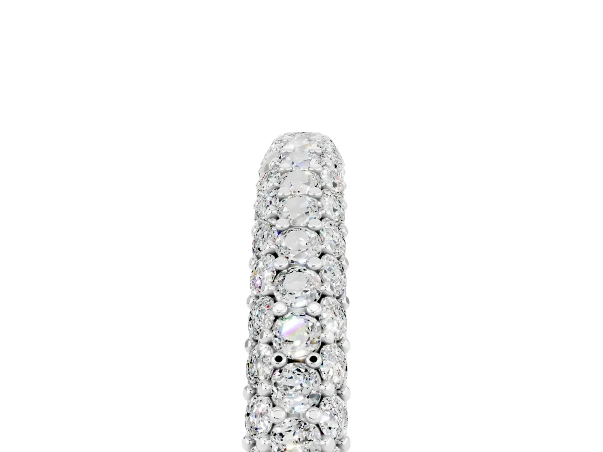 Round Moissanite Pavé Eternity Band with Shared Prong Setting Silver