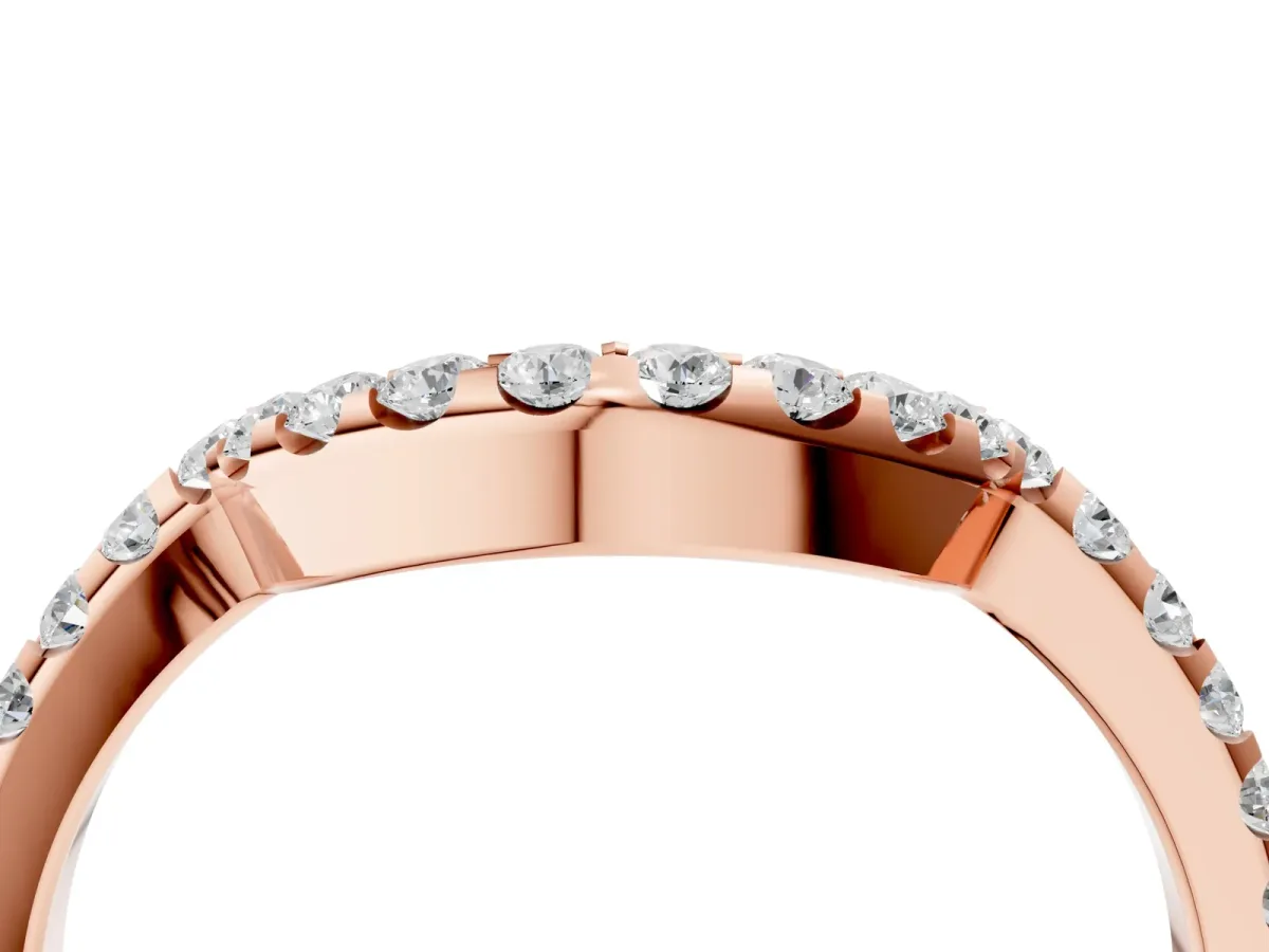 Round Diamond Pavé Curved Eternity Band Rose gold