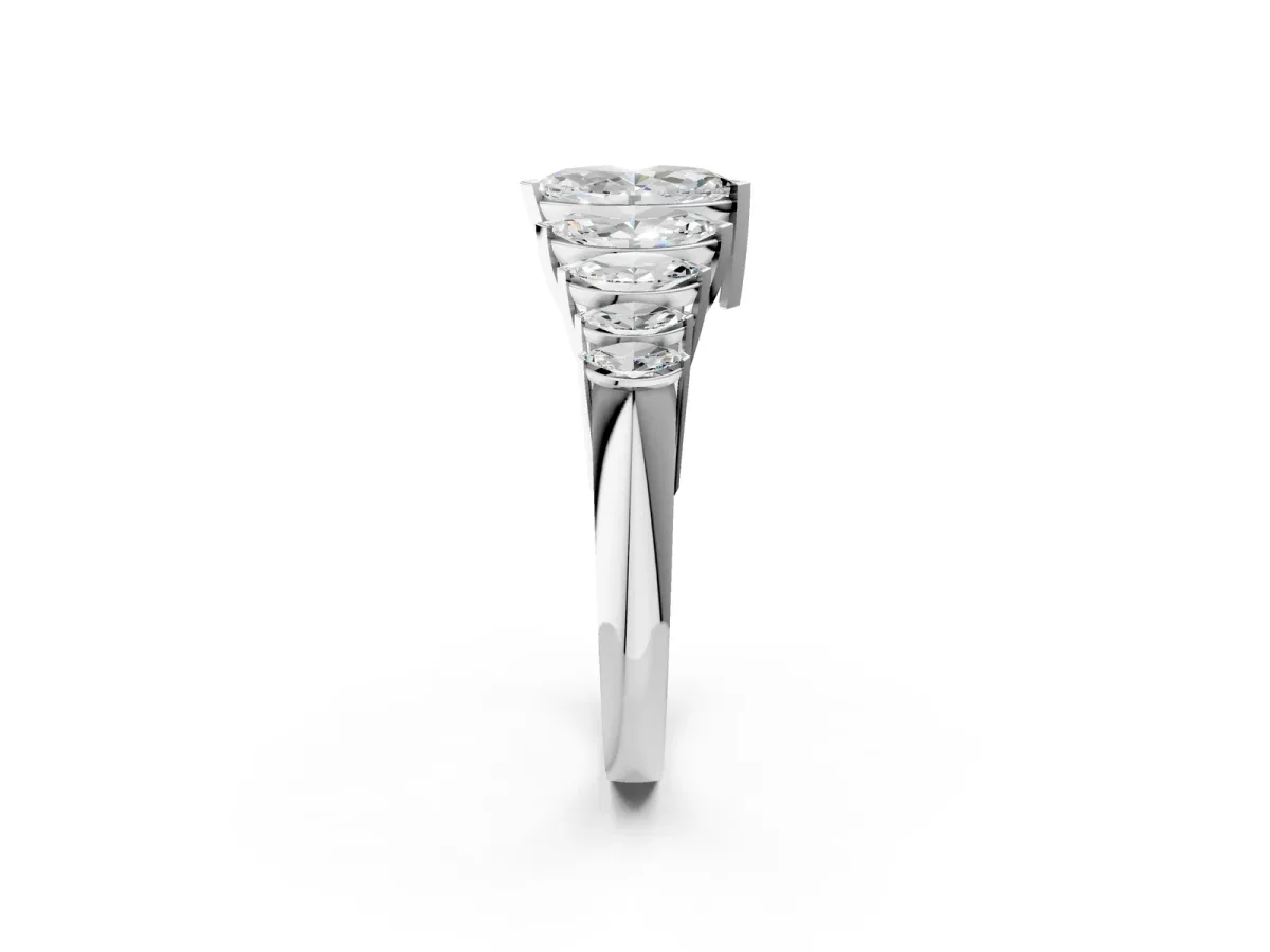 Marquise Diamond Prong Set Curved Band Platinum