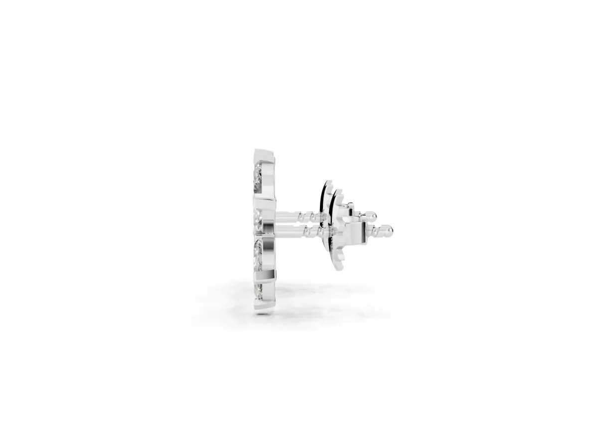 Marquise Diamond Sunflower Stud Earrings Silver