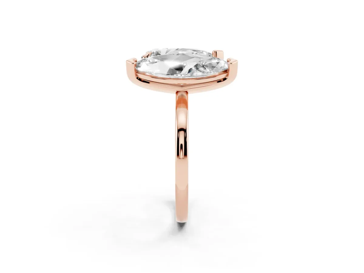 Pear and Marquise Toi Moi Ring with Prong Setting and Plain Band Rose gold