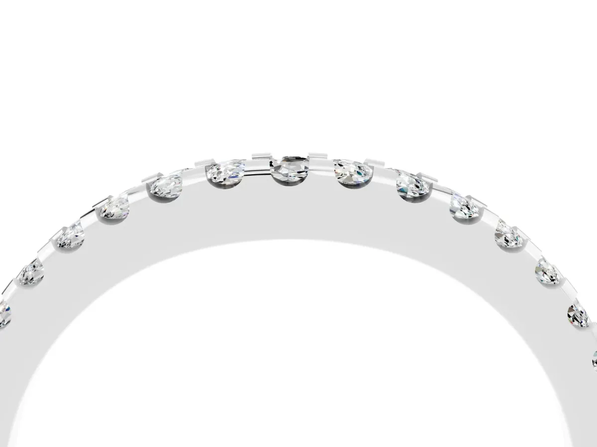 Round Moissanite Pavé Curved Wedding Band Platinum