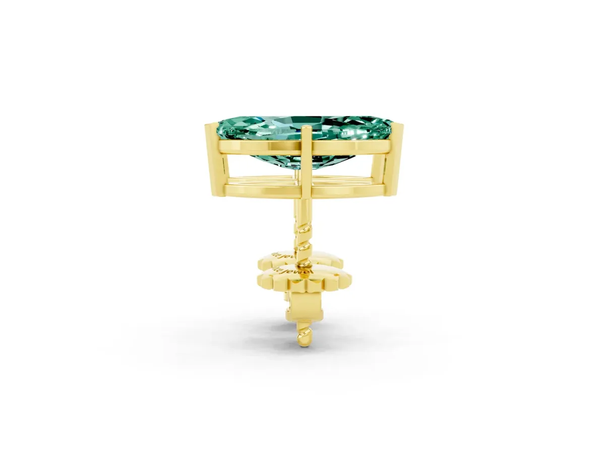 Marquise Cut Green Sapphire Stud Earrings Yellow gold