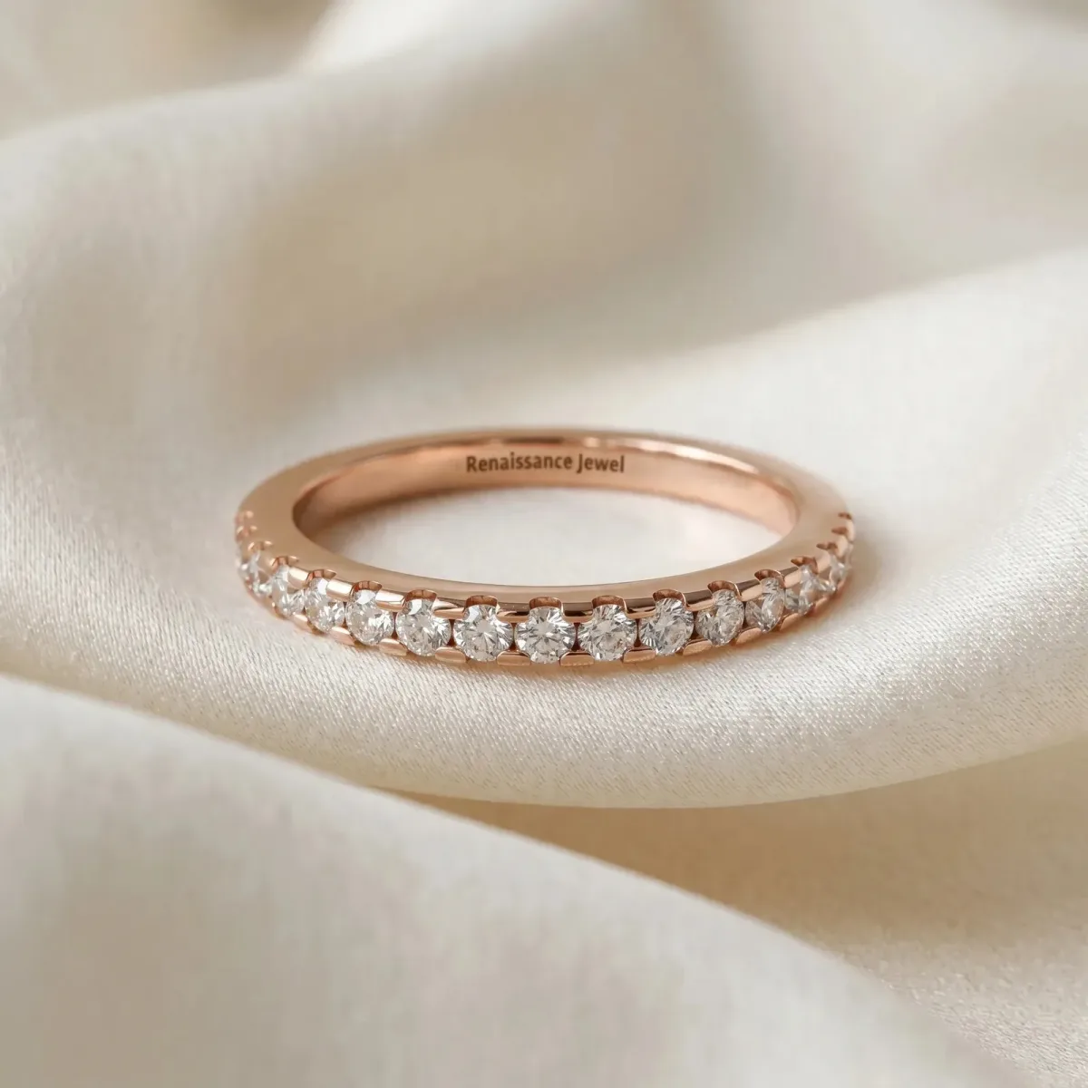 Round Diamond Pavé Set Eternity Band with Micro Prong Setting Rose gold