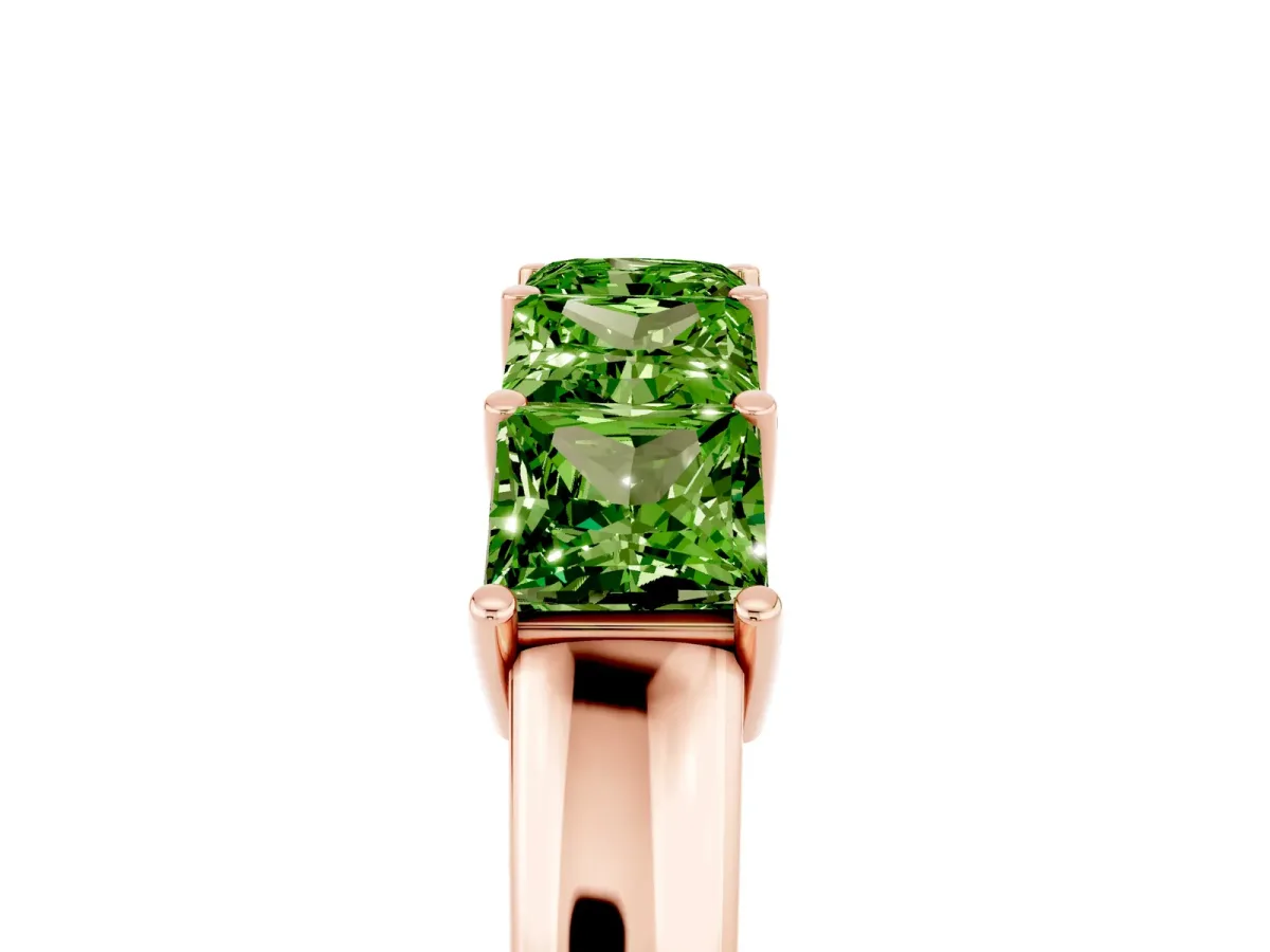 Princess Cut Five-Stone Peridot Band with Prong Setting Rose gold