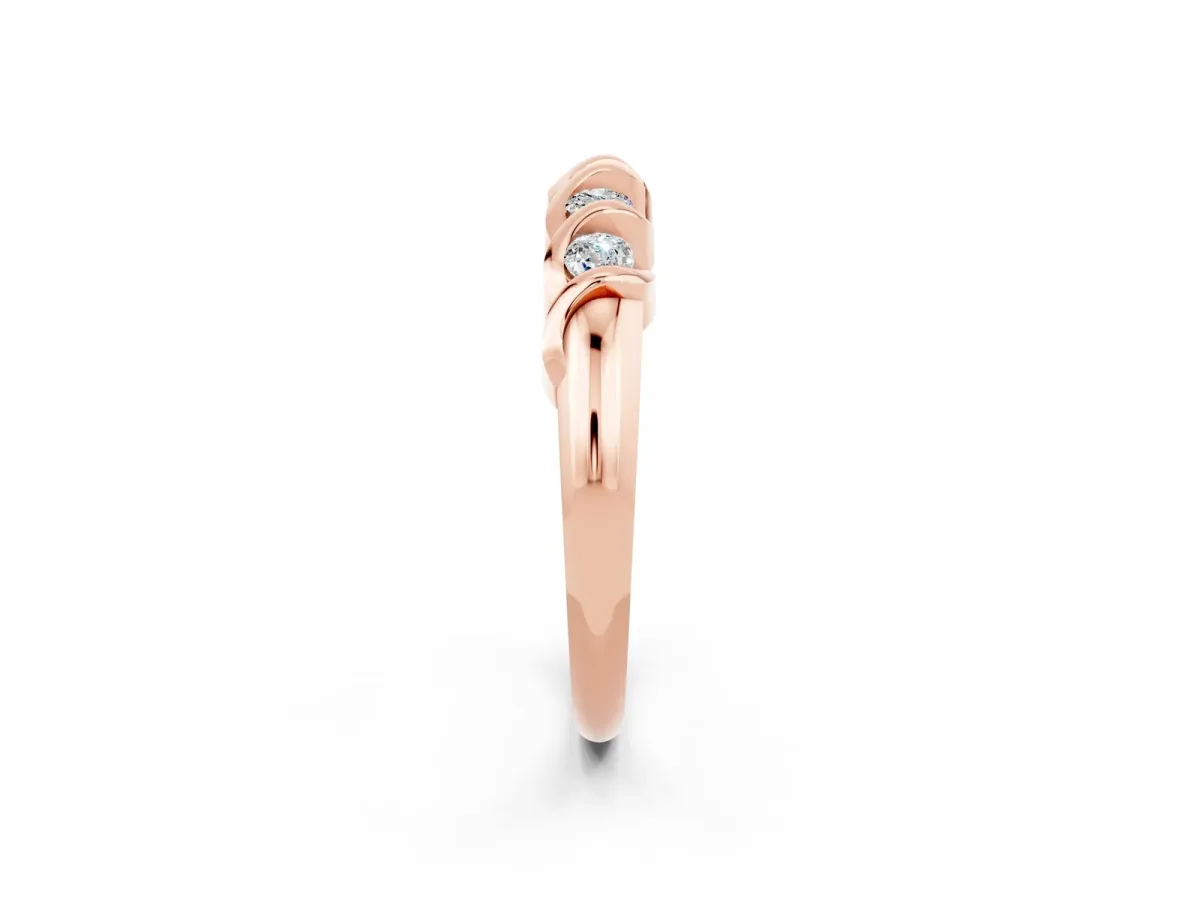 Round Moissanite Eternity Band with Twist Prong Setting Rose gold