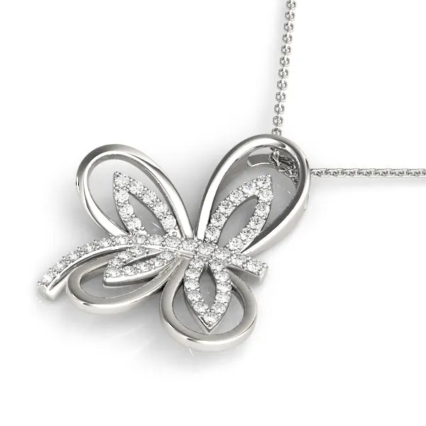 Pavé Diamond Marquise Butterfly Pendant White gold