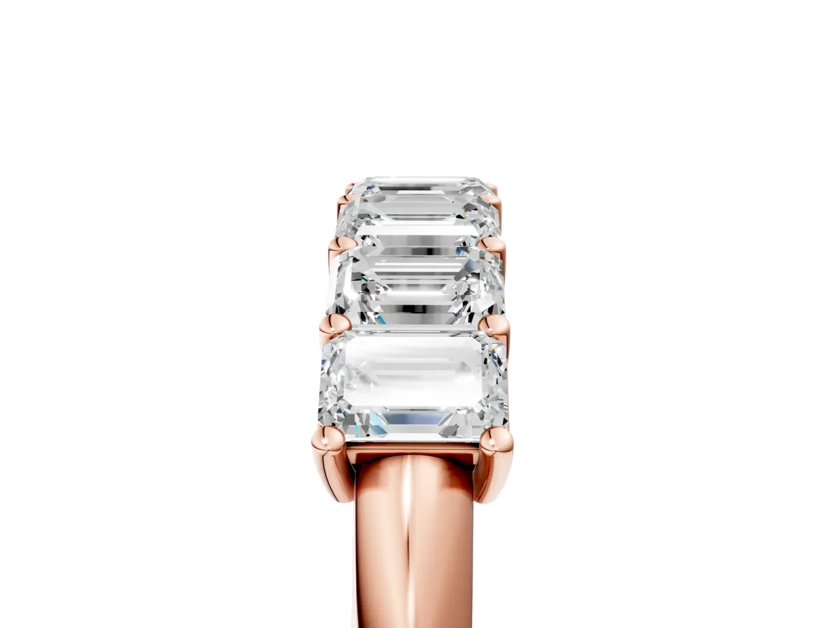Emerald Cut Diamond Prong-Set Half Eternity Band Rose gold