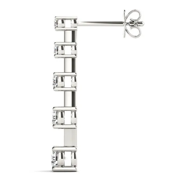 Round Cut Prong Set Diamond Drop Earrings White gold