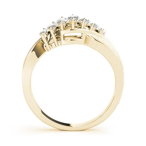 Marquise Cluster Diamond Leaf Band with Shared Prong Setting Yellow gold