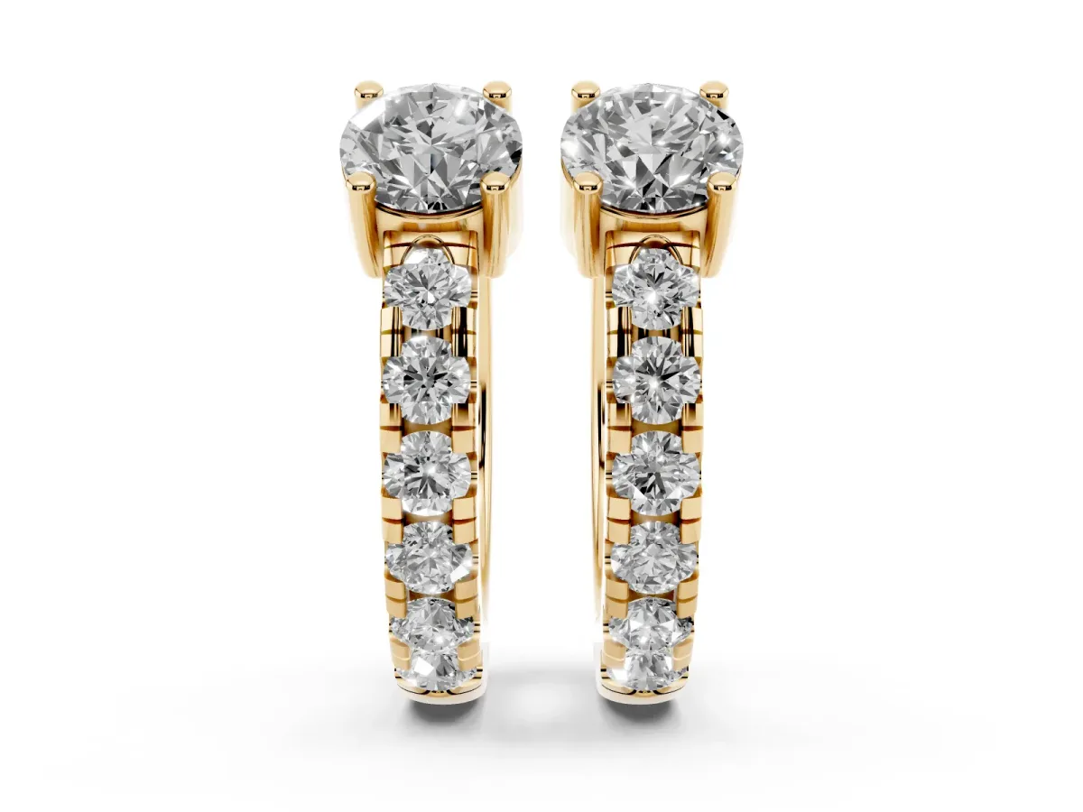 Round Diamond Taylor Huggie Hoop Earrings Yellow gold