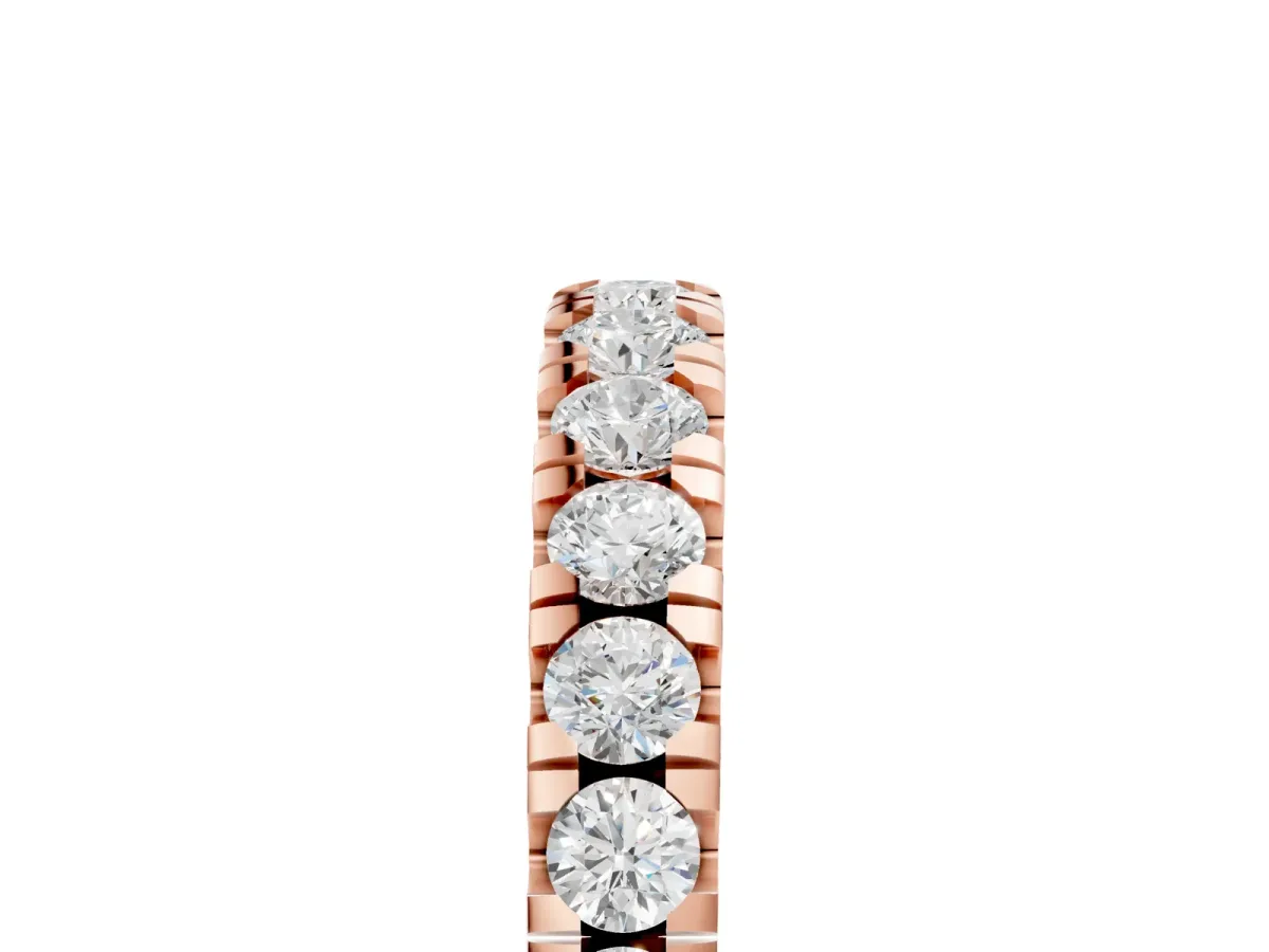 Round Diamond Pavé Set White Gold Eternity Band Rose gold