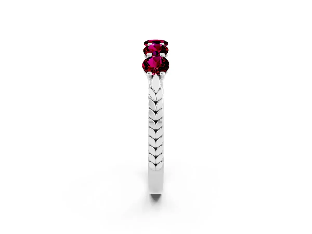 Five-Stone Round Garnet Prong-Set Band Silver
