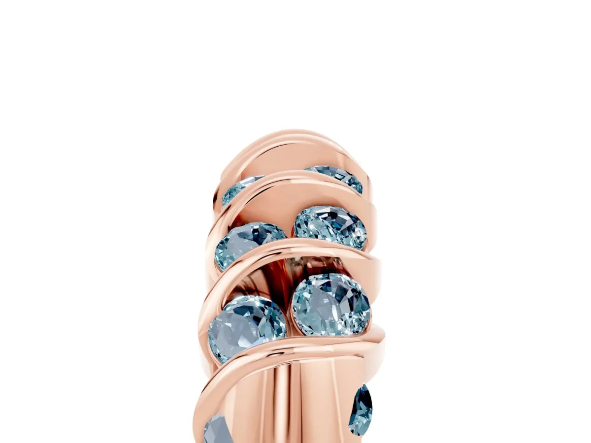 Channel Set Round Aquamarine Multi-Row Band Rose gold