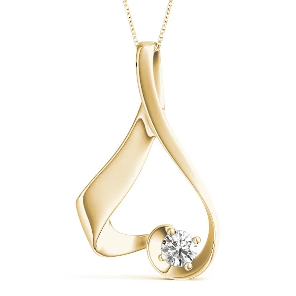Round Solitaire Bezel Prong Pendant Yellow gold