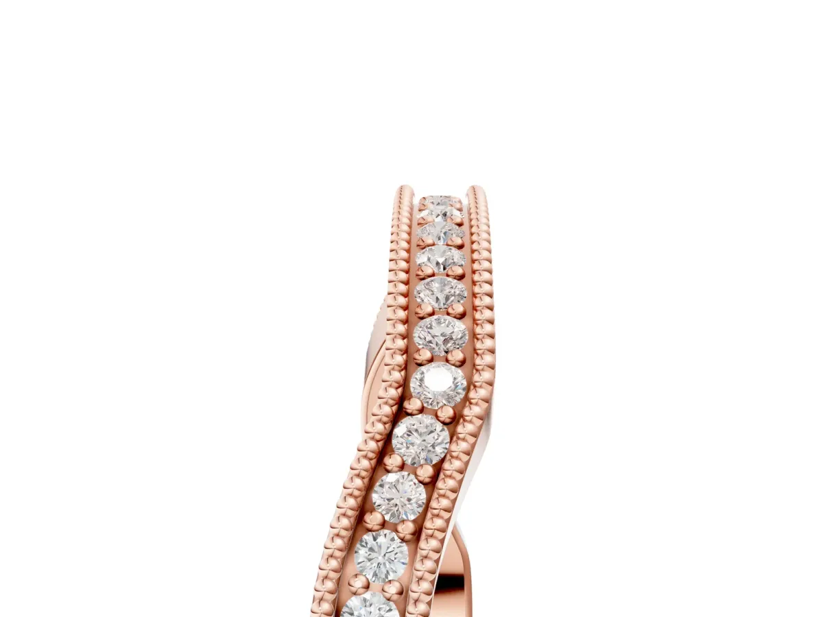 Milgrain Channel-Set Round Diamond Contour Band Rose gold